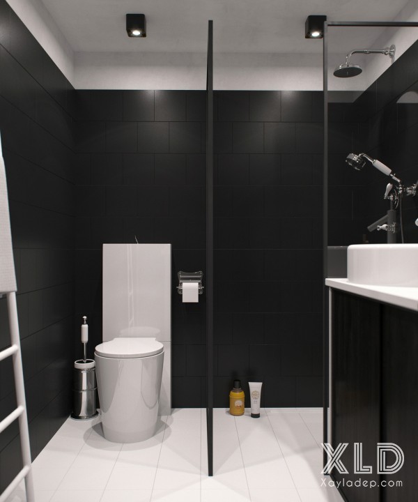 thiết kế căn hộ 30m2 trong phòng tắm đủ chức năng