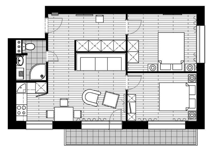 Gợi ý thiết kế căn hộ 56m2 với 2 phòng ngủ can ho 56 m2 voi 2 phong ngu 9