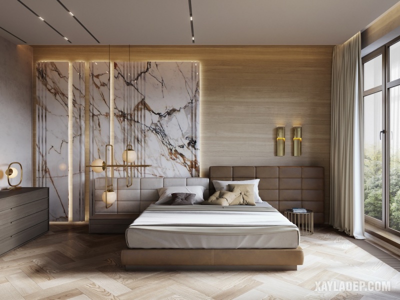 Hình ảnh mẫu trần thạch cao phòng ngủ 2022 đơn giản với đèn hắt chạy xung quanh