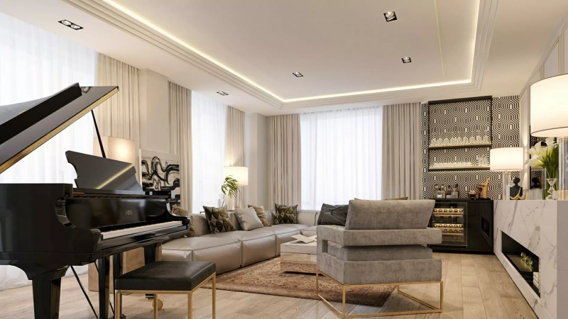 Thiết kế nội thất phòng khách sang trọng của nhà thiết kế Decorilla , Mladen C.